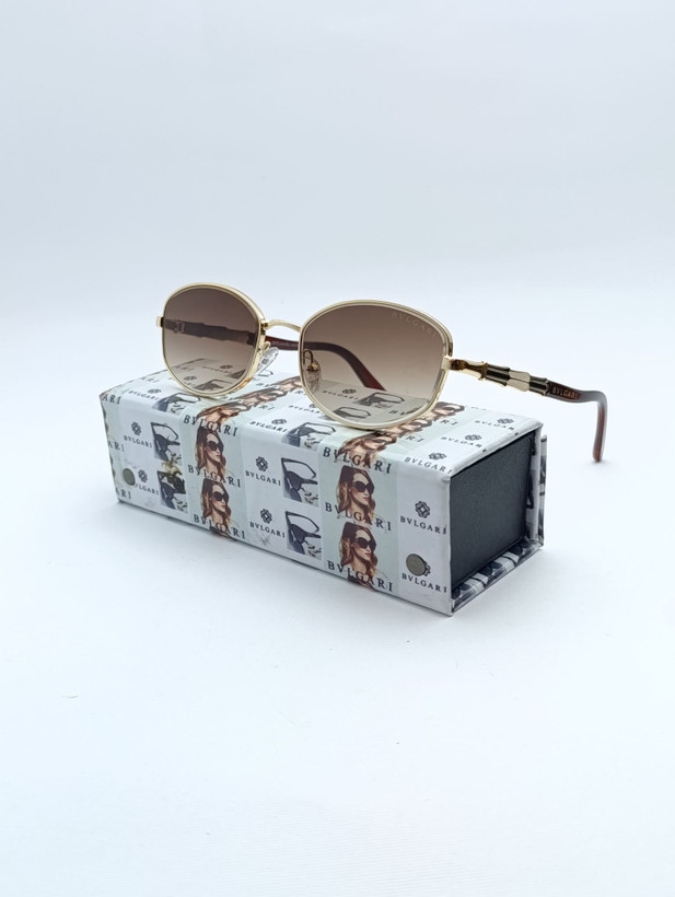 عینک آفتابی زنانه Bulgari مدل C626 رنگ قهوهای طلایی لوکس